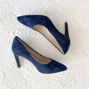 Cole Haan Rainstorm Suede Navy Blue Heels Size 6